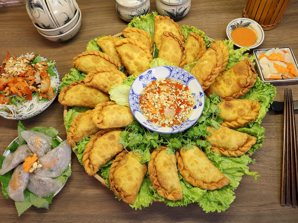 Freshly fried banh goi, delivering a satisfying crunch with every bite